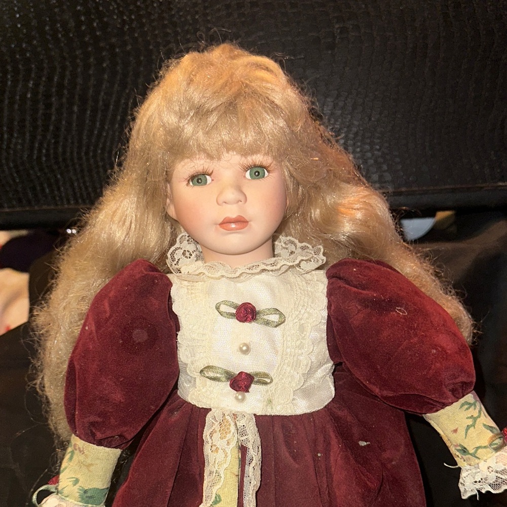 Source Unknown Burgundy and Cream Doll